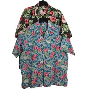 Go Barefoot Hawaiian Shirts Size XL Hibiscus Floral Reverse Print Beach Aloha